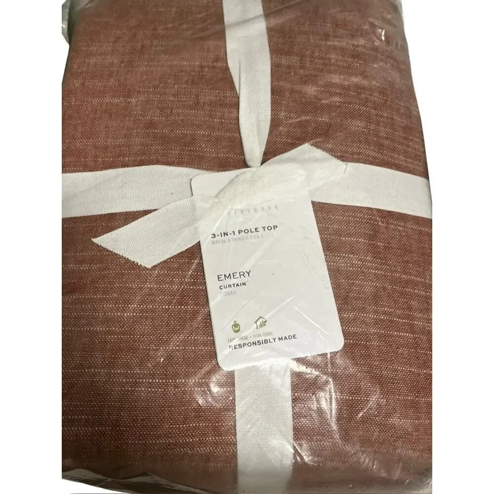 $529 Pottery Barn EMERY Linen Curtain | Brick Red, 100 x 120
